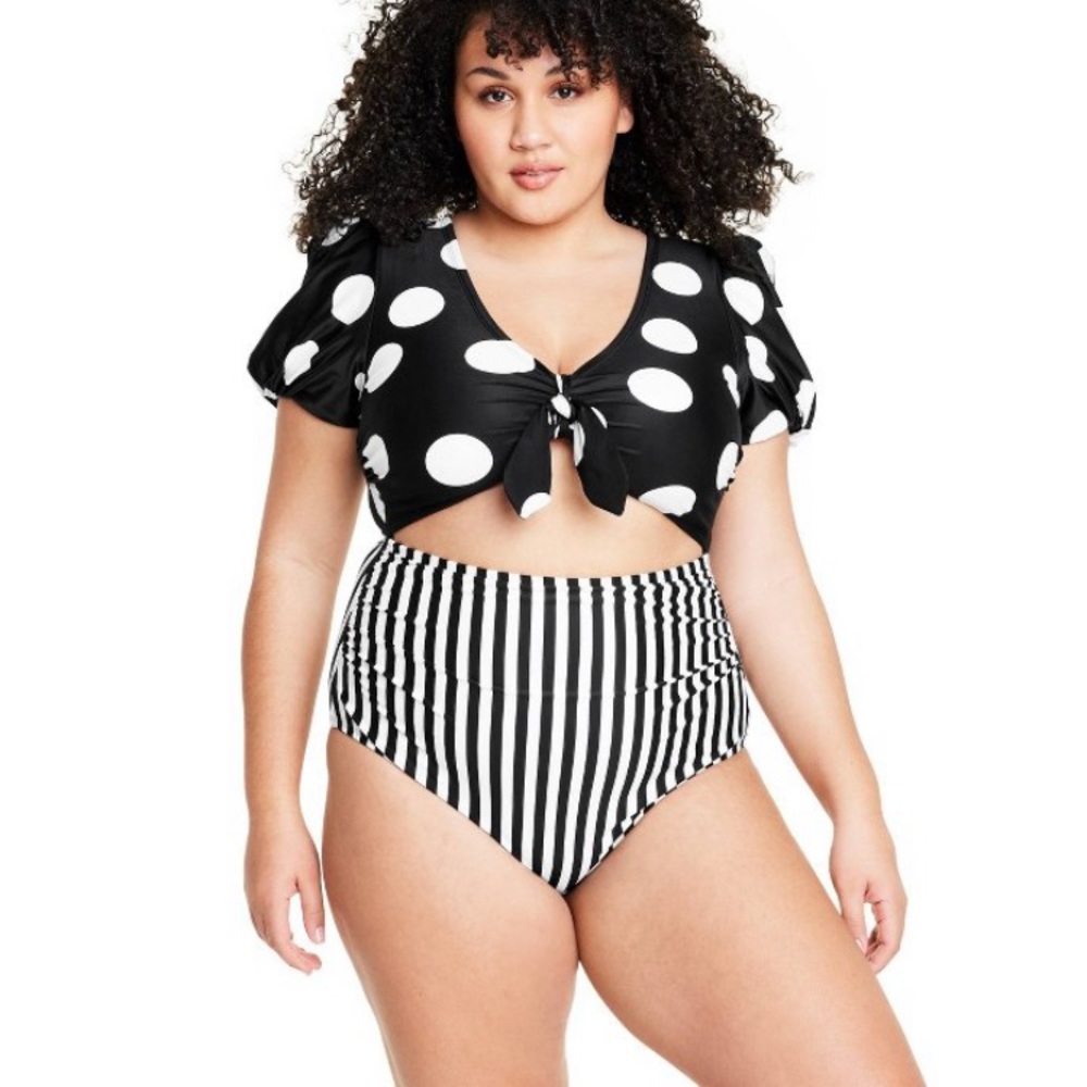 Tabitha Brown Striped Polka dot Bathing suit